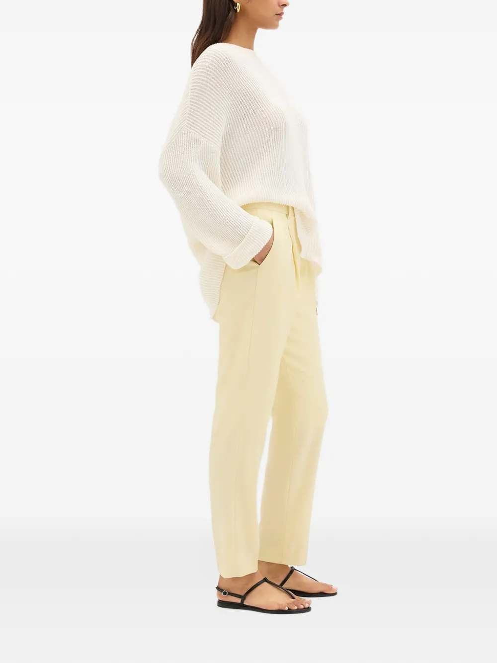 Another Tomorrow pleated wool trousers Geel