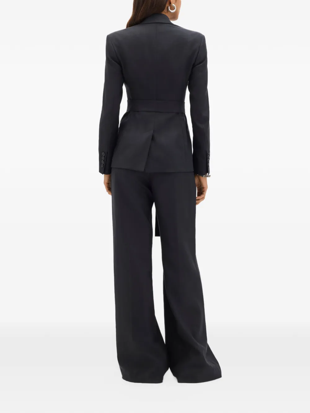 Another Tomorrow double-breasted belted blazer Zwart