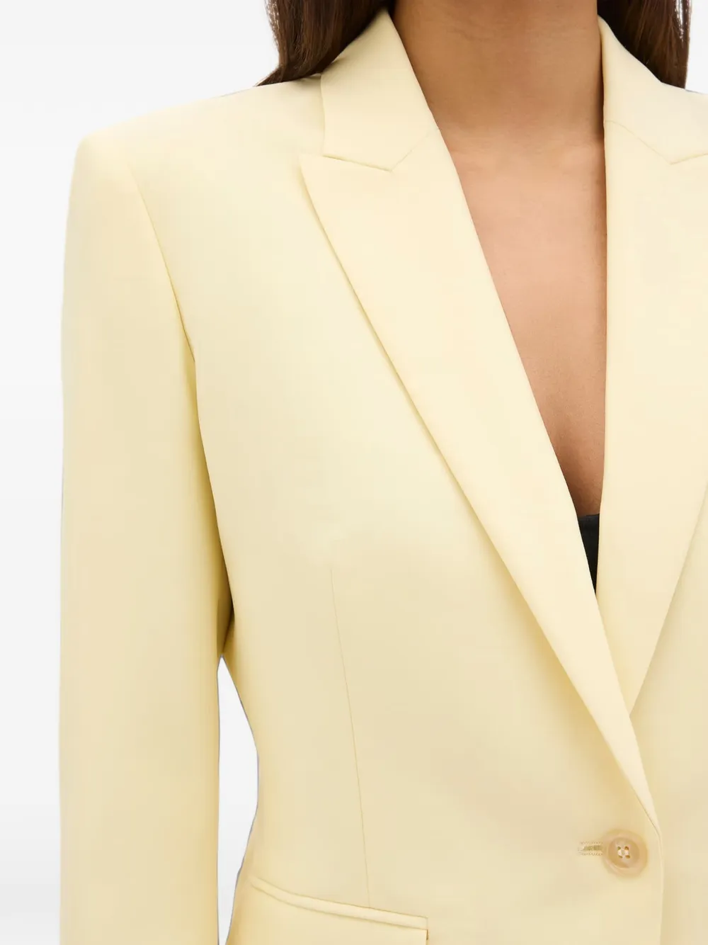 Another Tomorrow single-button peaked-lapel blazer Geel