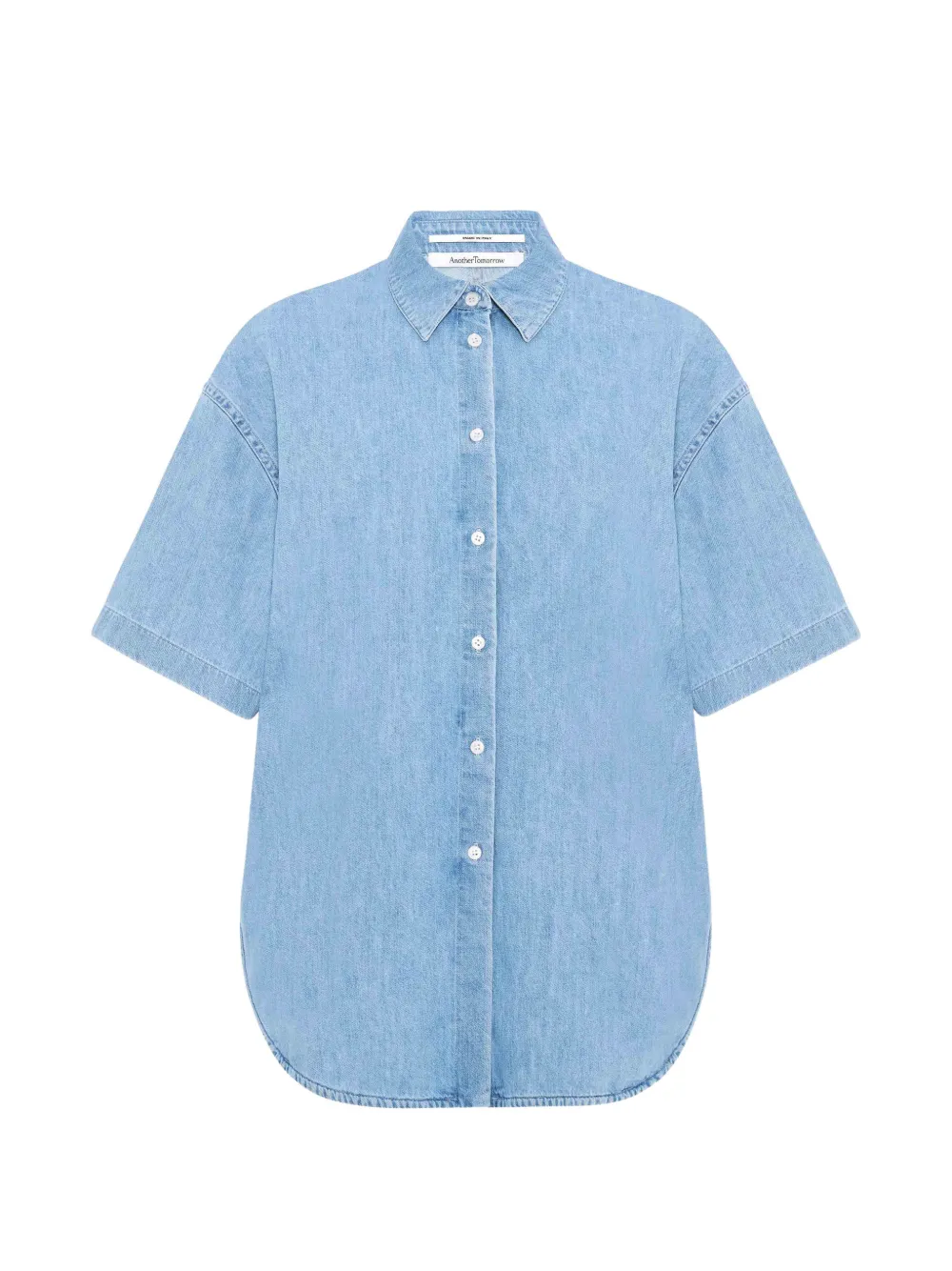 Another Tomorrow chambray short-sleeve denim shirt - Blau