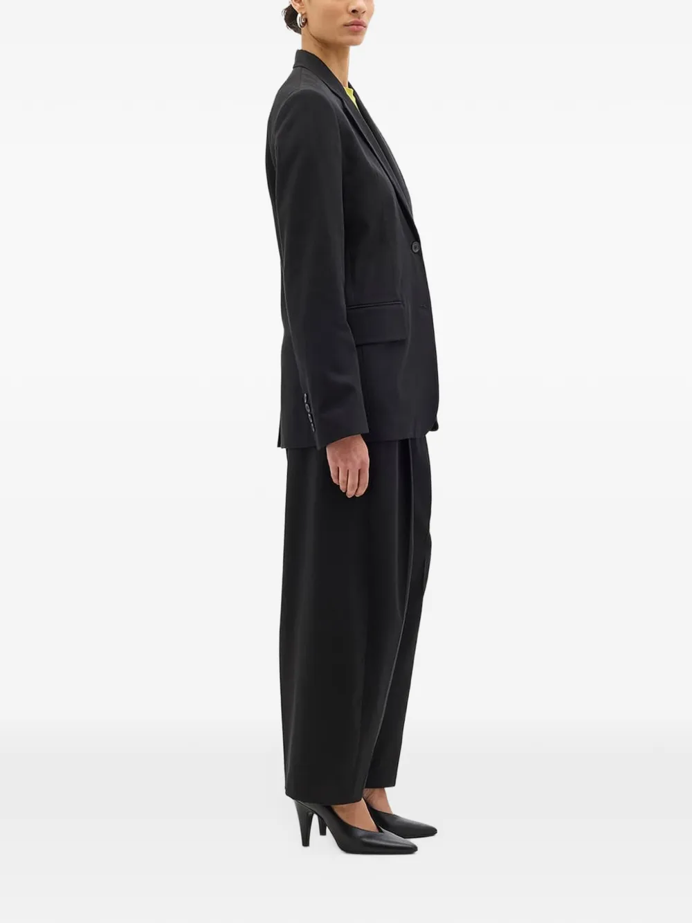 Another Tomorrow relaxed single-breasted blazer Zwart