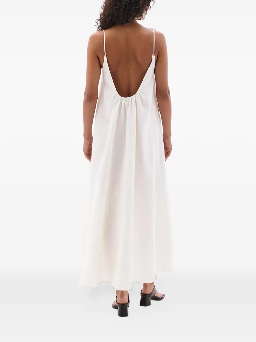 Another Tomorrow gathered back maxi dress Wit