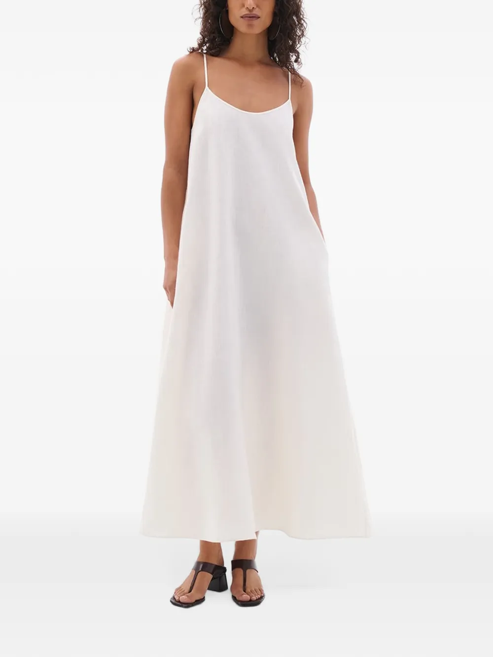 Another Tomorrow gathered back maxi dress Wit