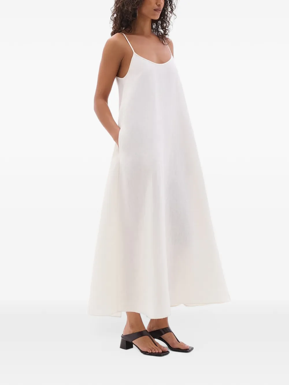 Another Tomorrow gathered back maxi dress Wit
