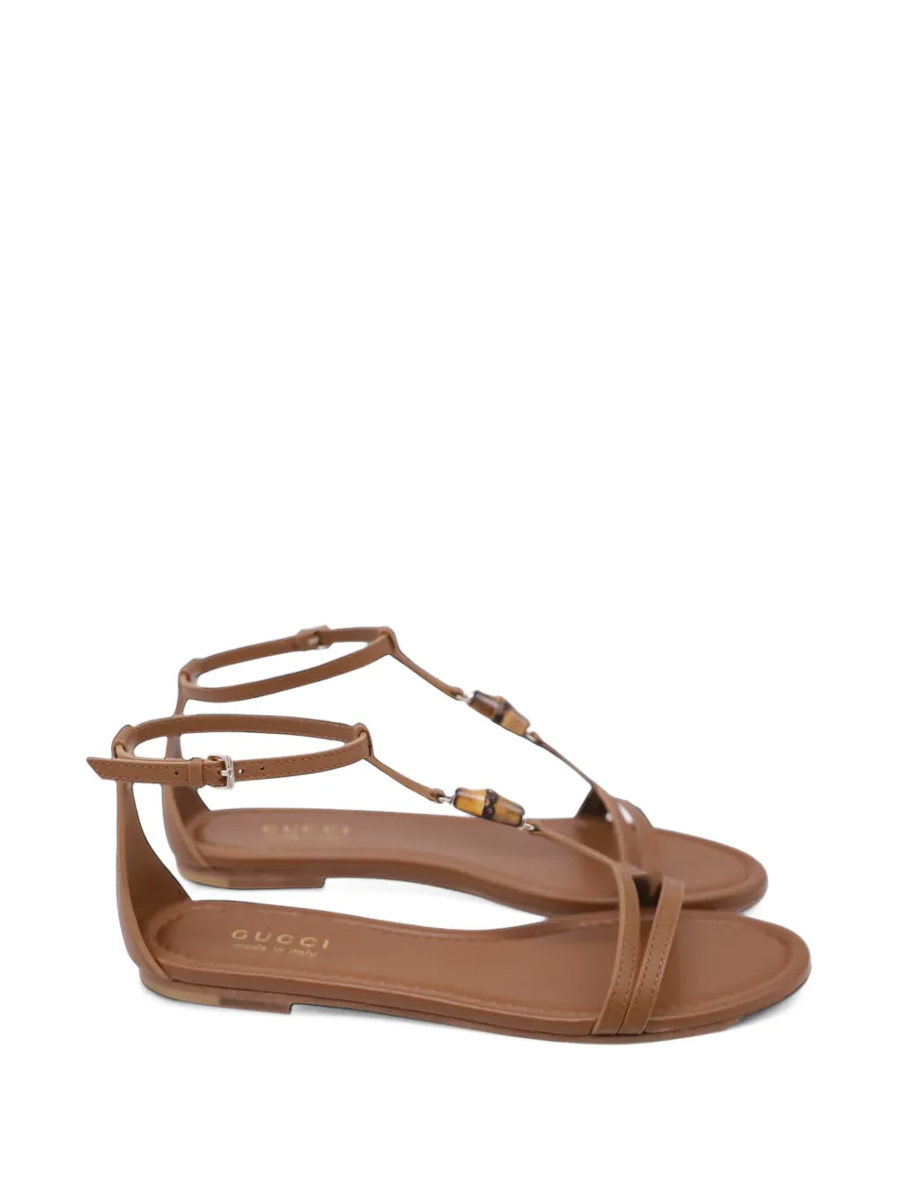 Gucci Pre-Owned Bamboo-Detailed T-strap sandals - Braun