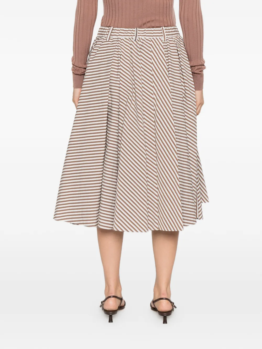 Brunello Cucinelli striped pleated midi skirt Wit