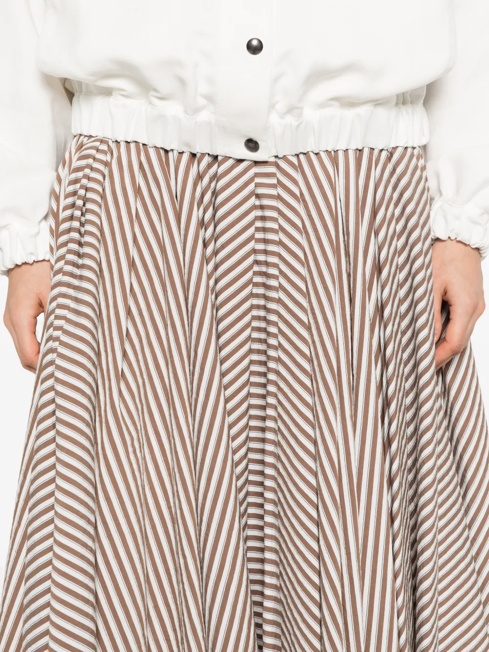 Brunello Cucinelli striped pleated midi skirt Wit