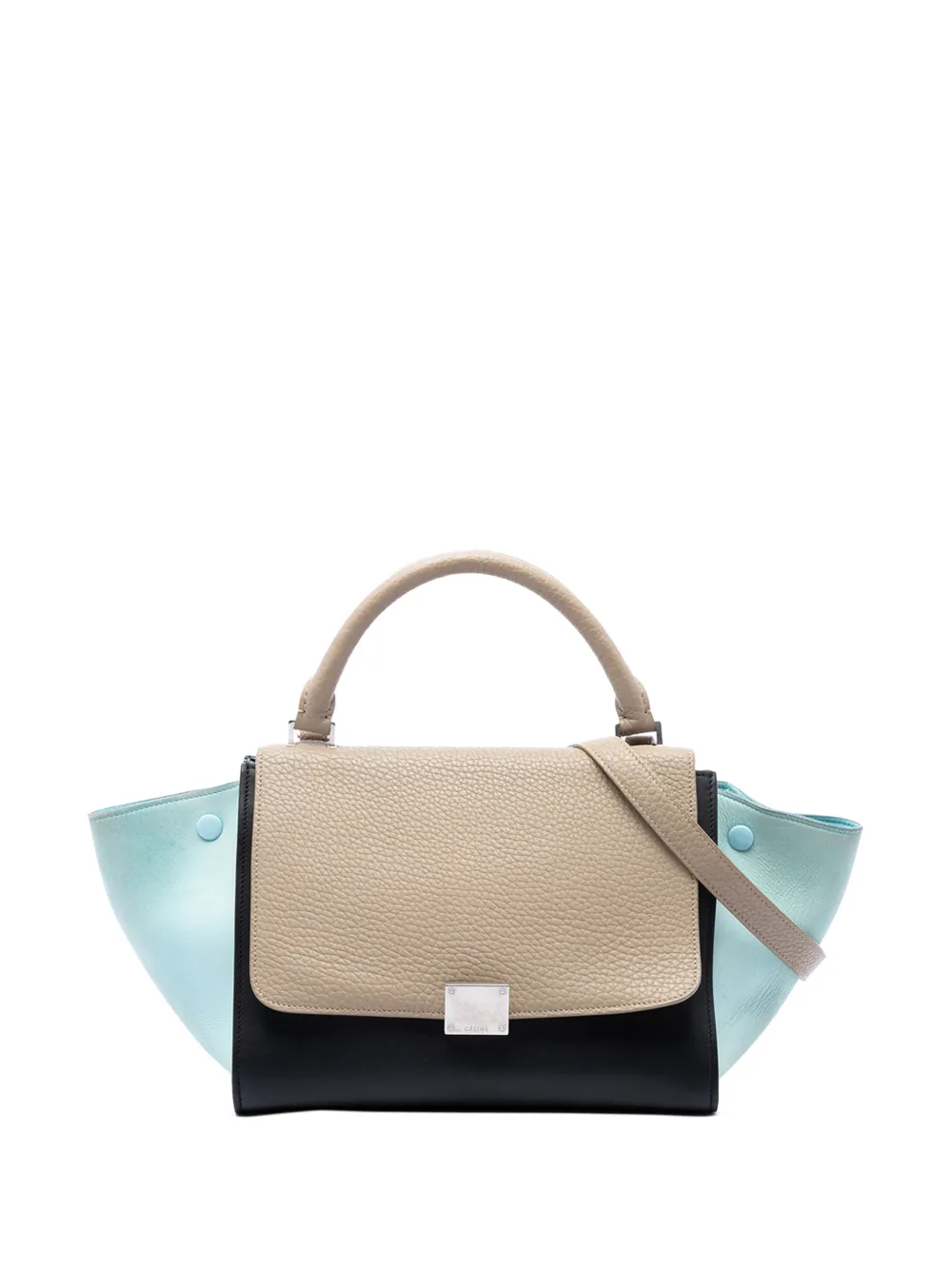 Celine Pre-Owned 2017 Small Tricolor Leather Trapeze satchel - Black