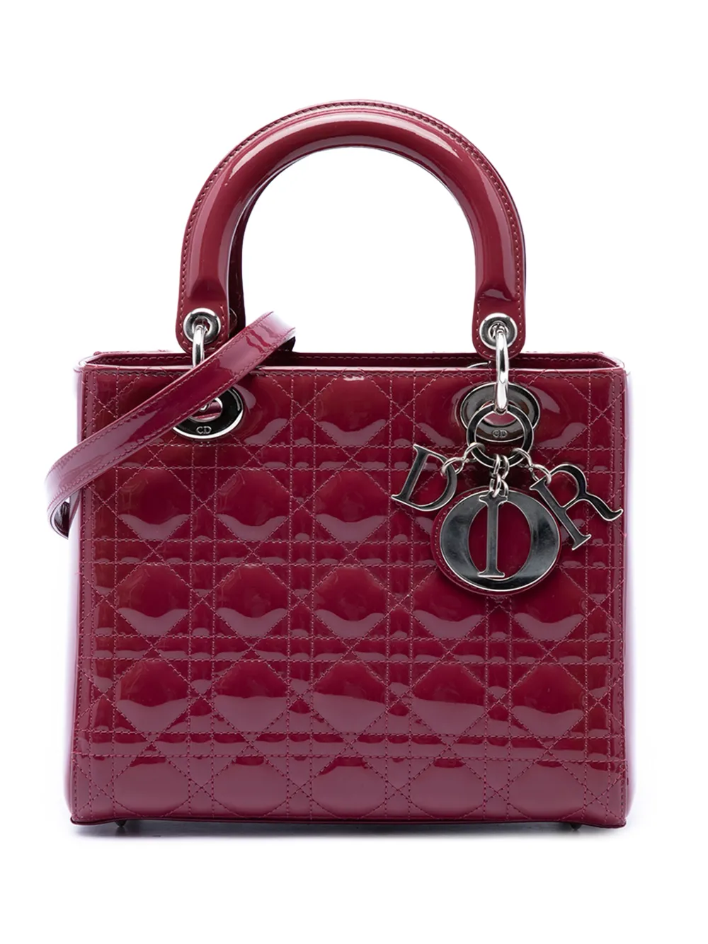 Christian Dior Pre-Owned 2012 Medium Patent Cannage Lady Dior satchel - Rosa