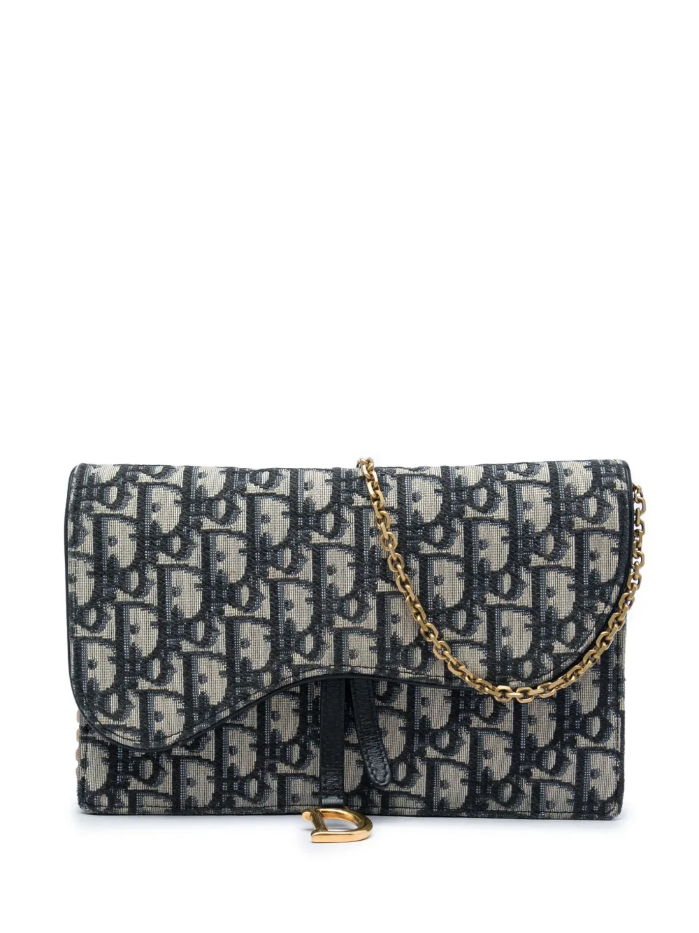 Christian Dior Pre-Owned 2019 Oblique Canvas Saddle Pouch Wallet on Chain crossbody bag - Blau