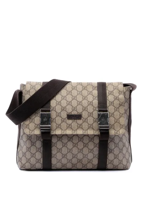 Gucci Pre-Owned 2000-2015 Large GG Supreme Double Buckle Flap Messenger Bag crossbody bag