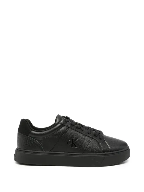 Calvin Klein logo-plaque pebbled leather sneakers