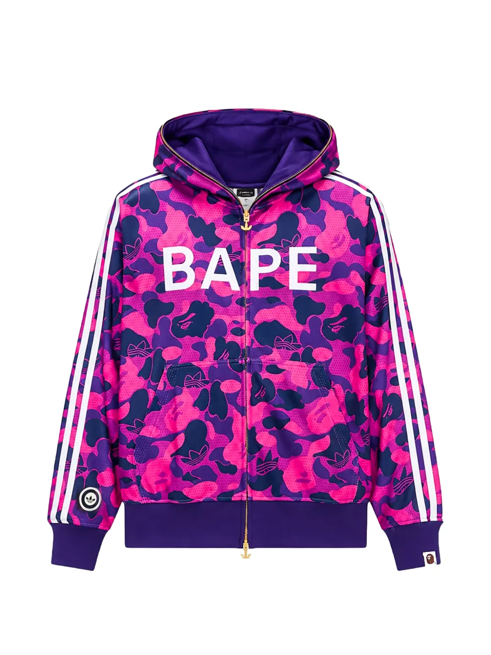 adidas x Bape camouflage-pattern reversible hooded jacket Paars