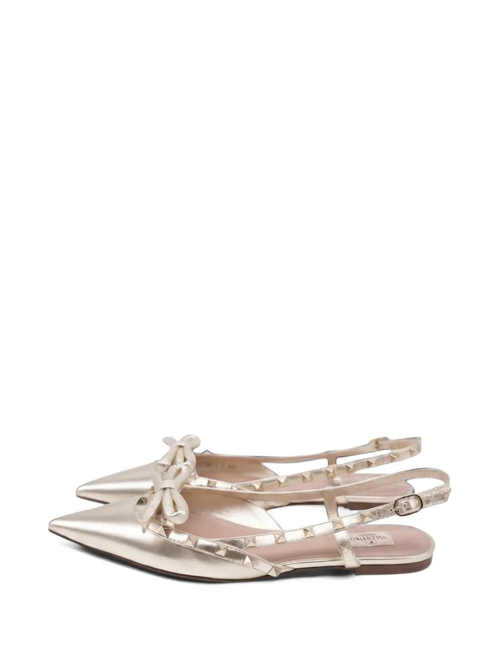 Valentino Garavani Pre-Owned Rockstud slingback ballet flats - Gold