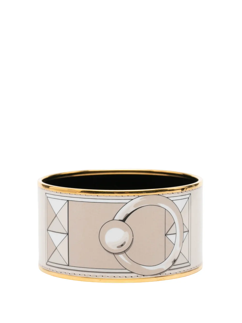 Hermès Pre-Owned 2010 Extra Wide Gold Plated Enamel Collier de Chien Bangle costume bracelet - Weiß