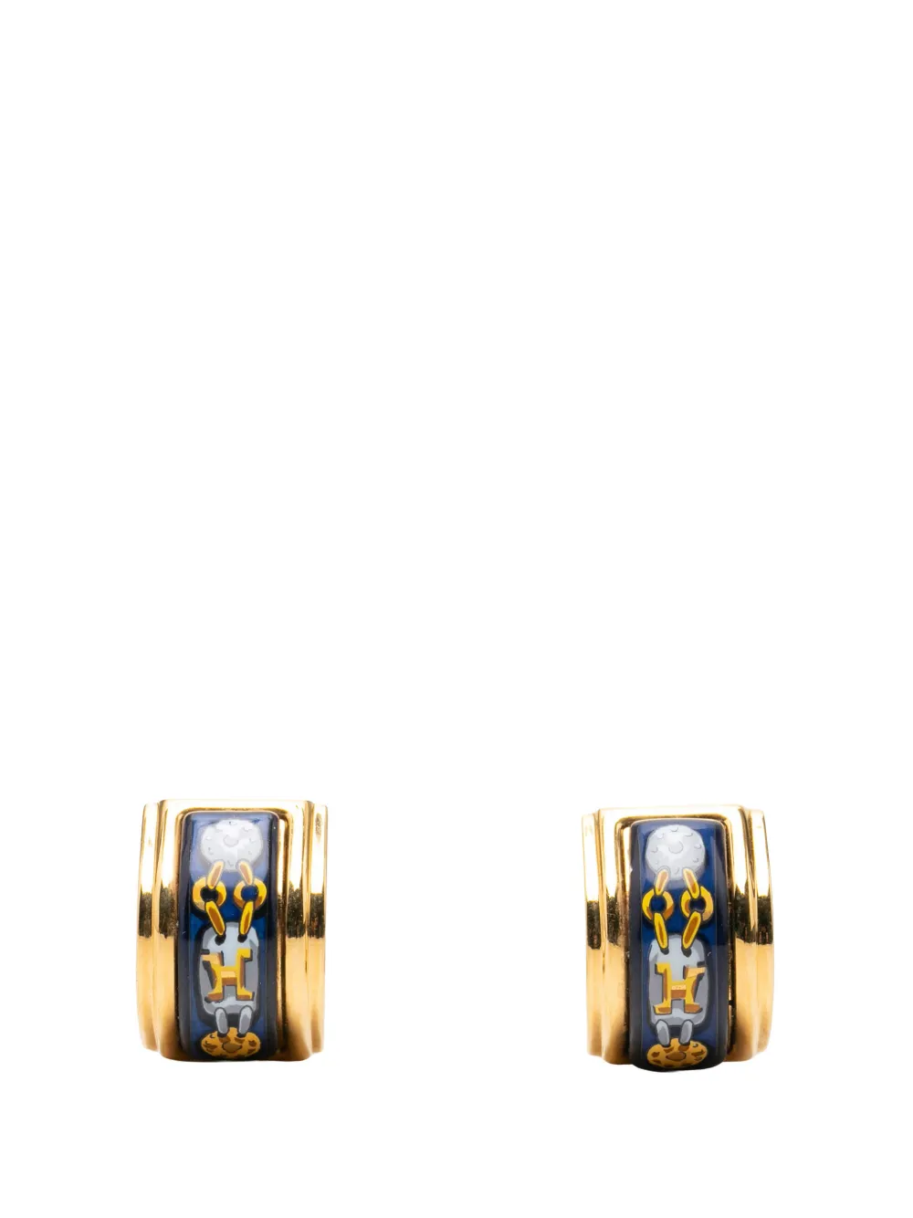 Hermès Pre-Owned 1980-1990 Gold Plated Enamel Cloisonne Clip On Earrings costume earrings