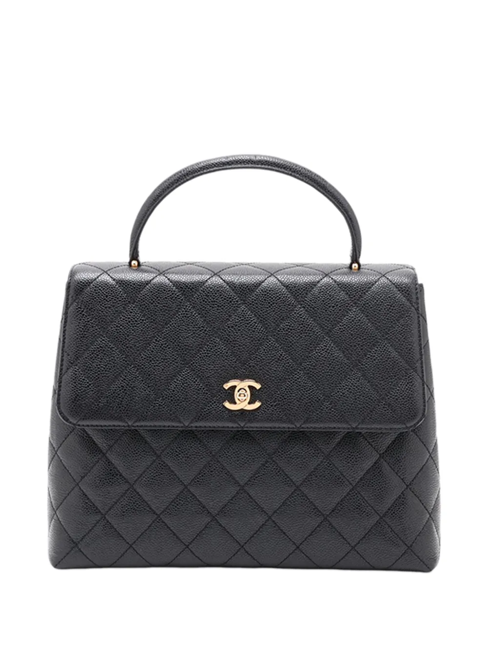 CHANEL Pre-Owned 2000-2002 CC Quilted Caviar Kelly Top Handle Bag handbag - Schwarz
