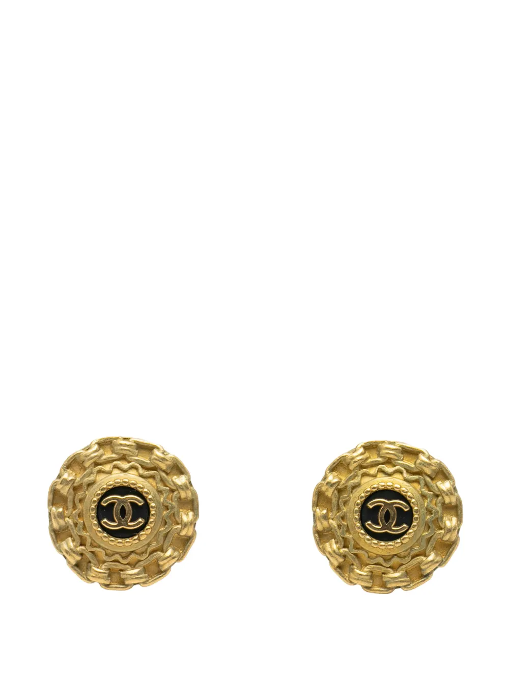 CHANEL Pre-Owned 1995 CC Gold Plated Resin Round Clip On Earrings costume earrings - Oro