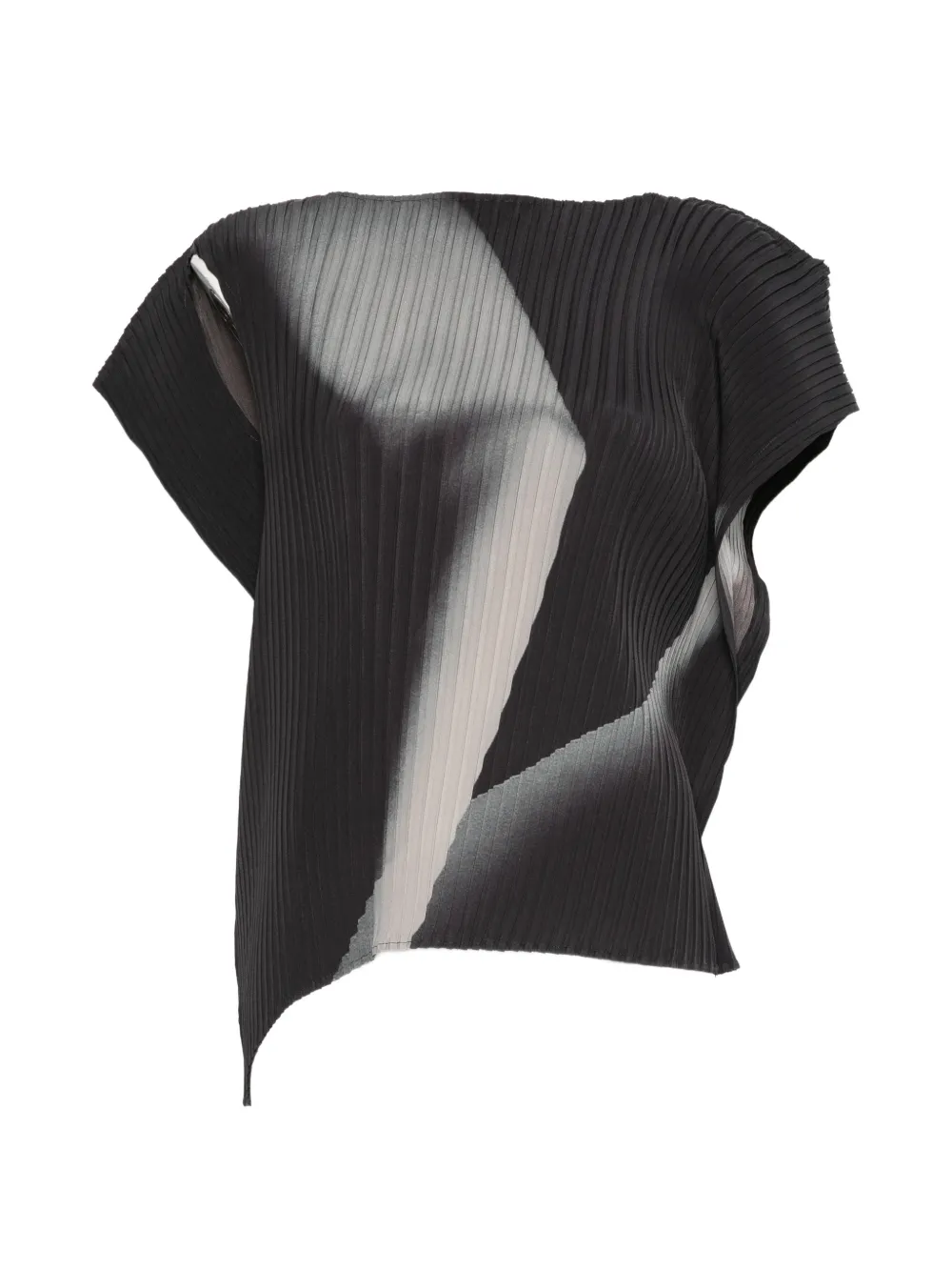 Issey Miyake pleated asymmetric-hem blouse Zwart