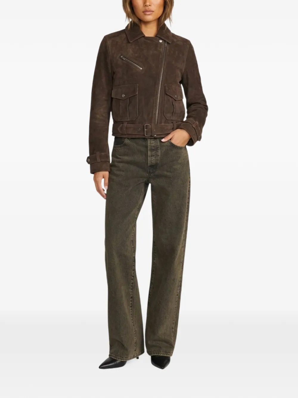 FRAME The Loose acid-wash wide-leg jeans Bruin