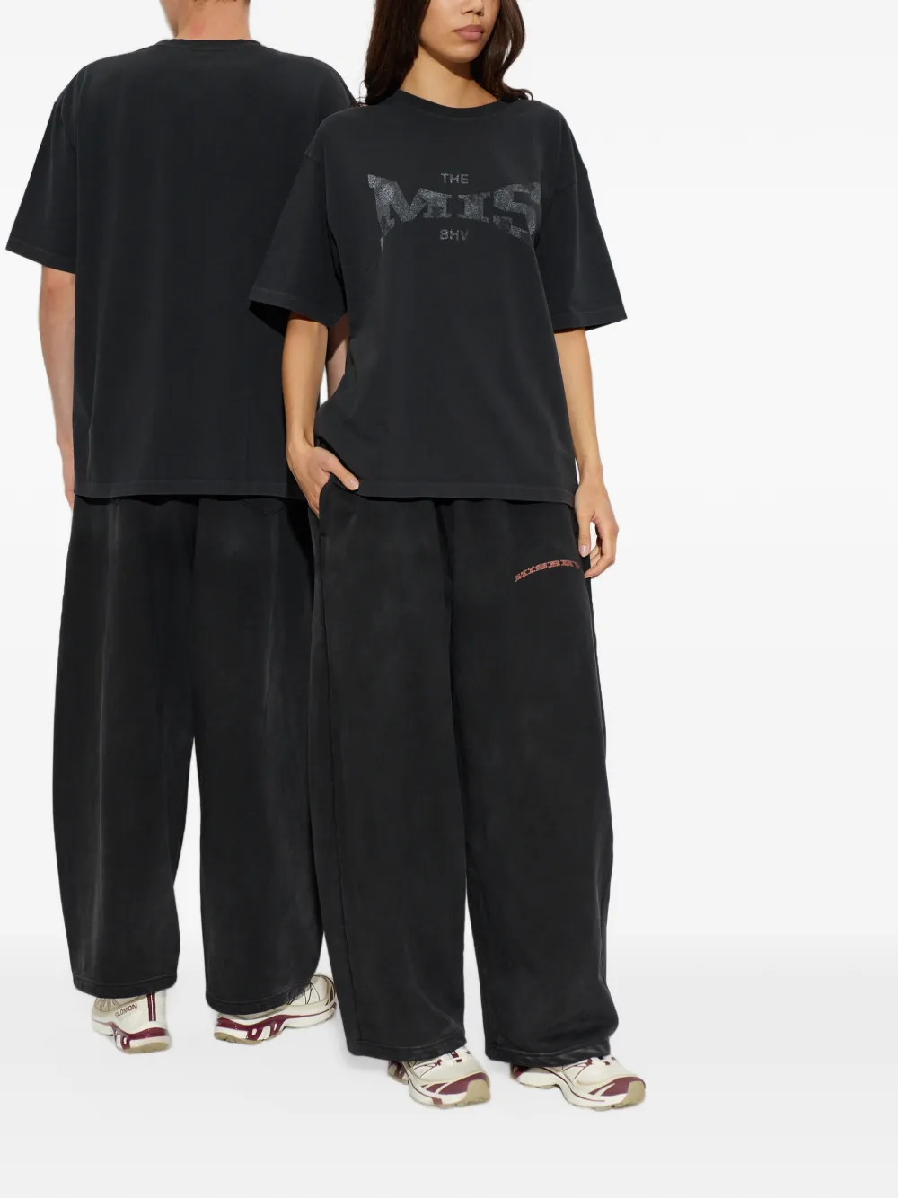 MISBHV logo-embroidered drawstring track pants Zwart