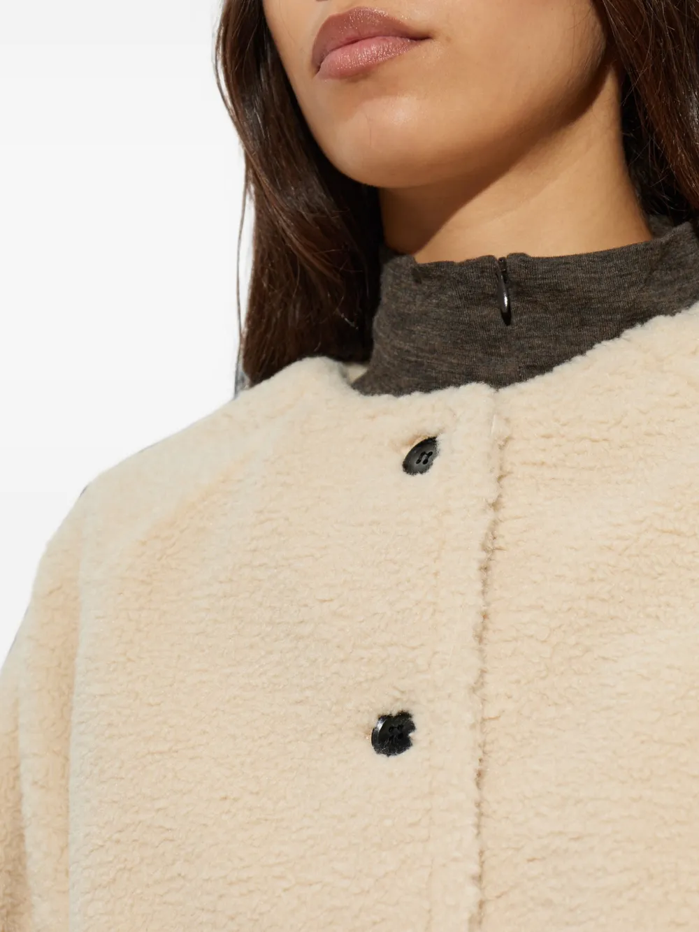 Citizens of Humanity faux-fur collarless coat Beige
