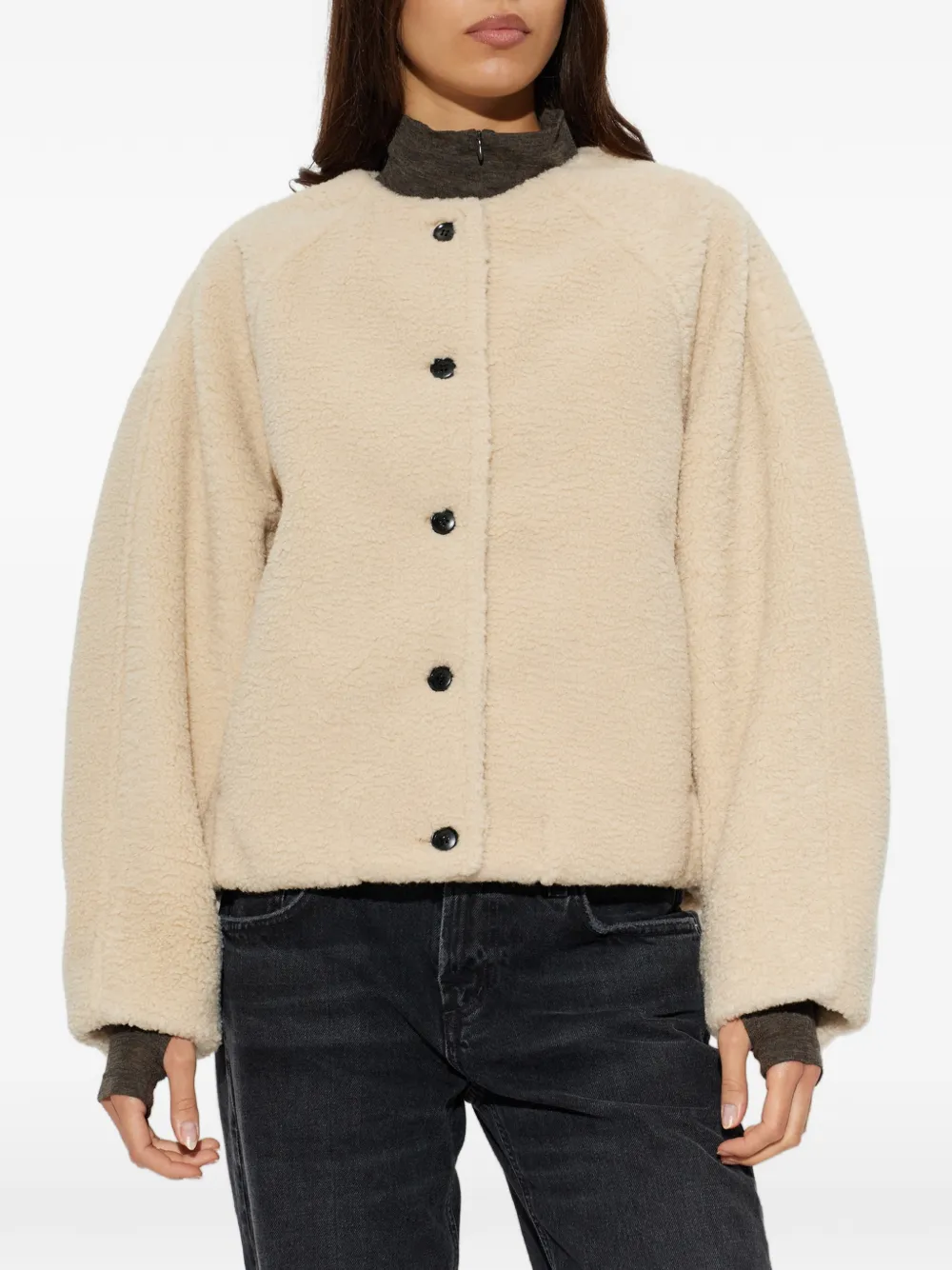 Citizens of Humanity faux-fur collarless coat Beige