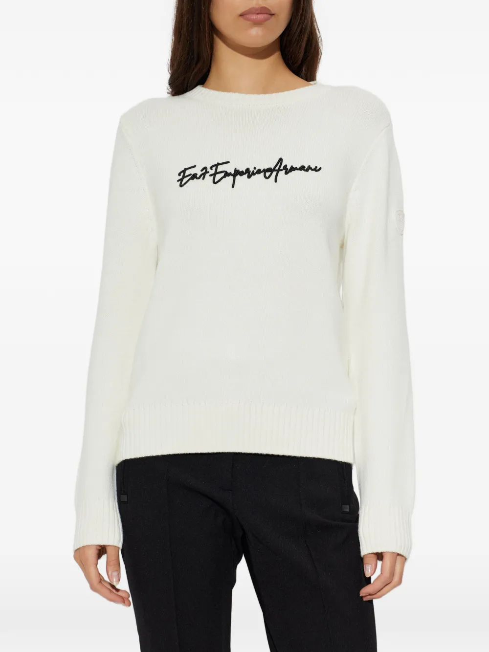 Ea7 Emporio Armani logo-embroidered sweater Wit