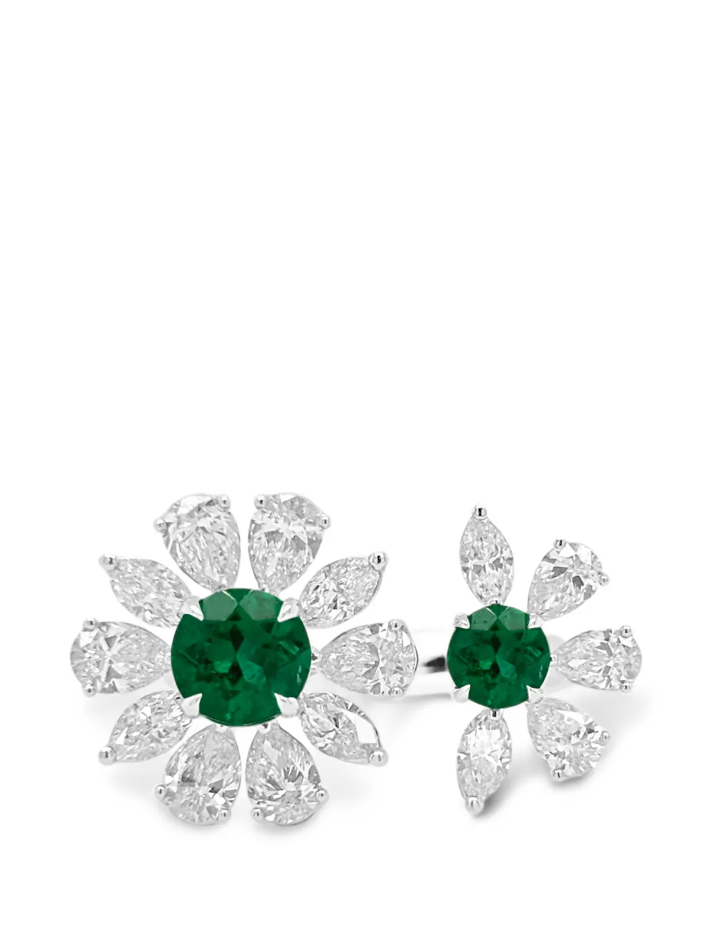 HYT Jewelry emerald and diamond floral ring - Argento