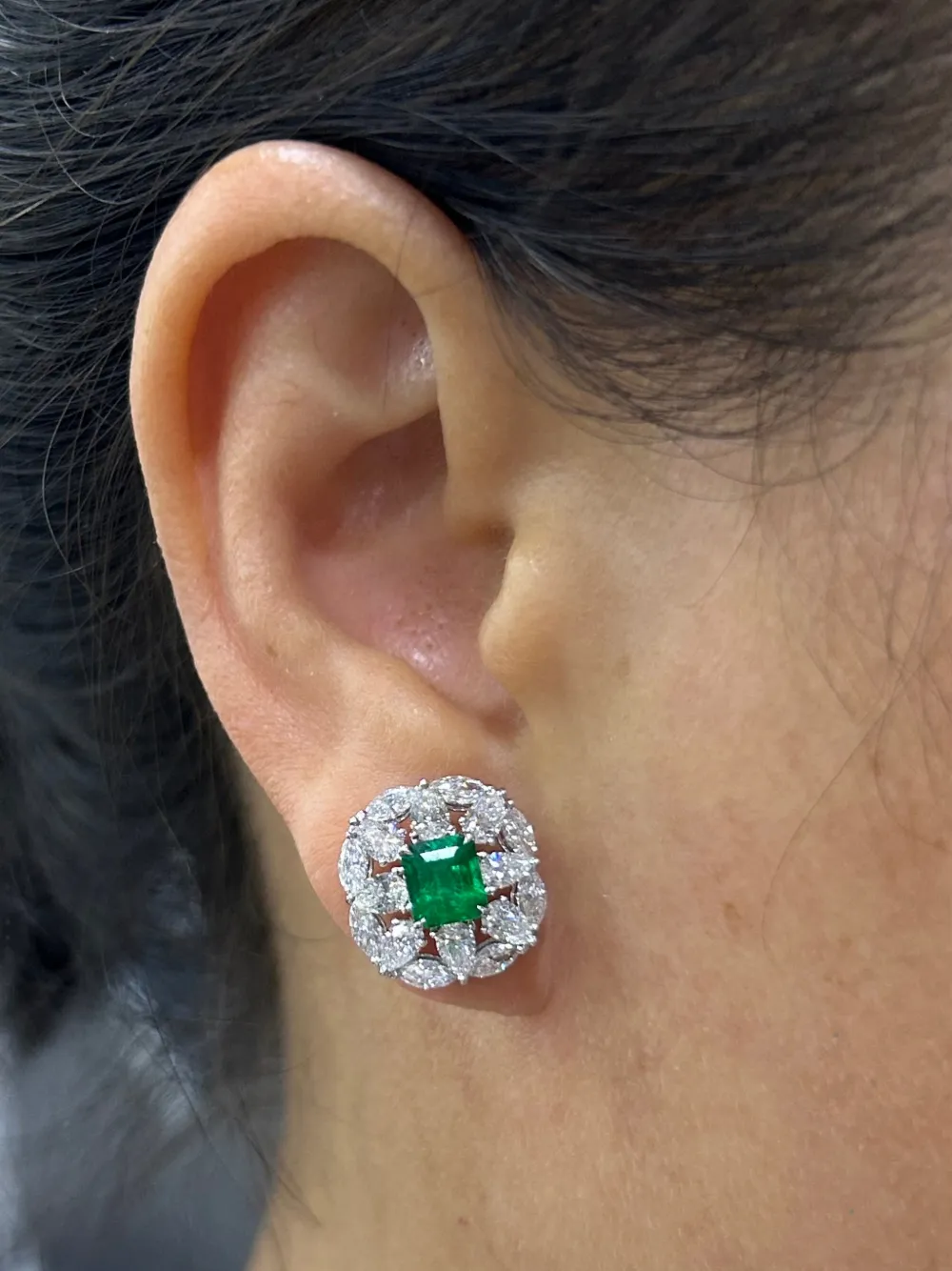 HYT Jewelry emerald and diamond stud earrings - Argento