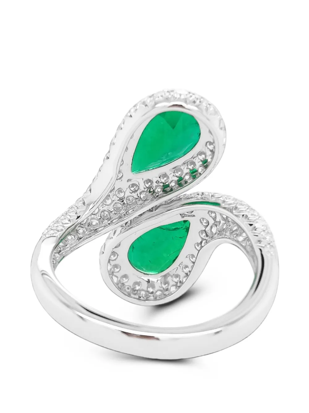 HYT Jewelry emerald and diamond Toi et Moi ring - Argento