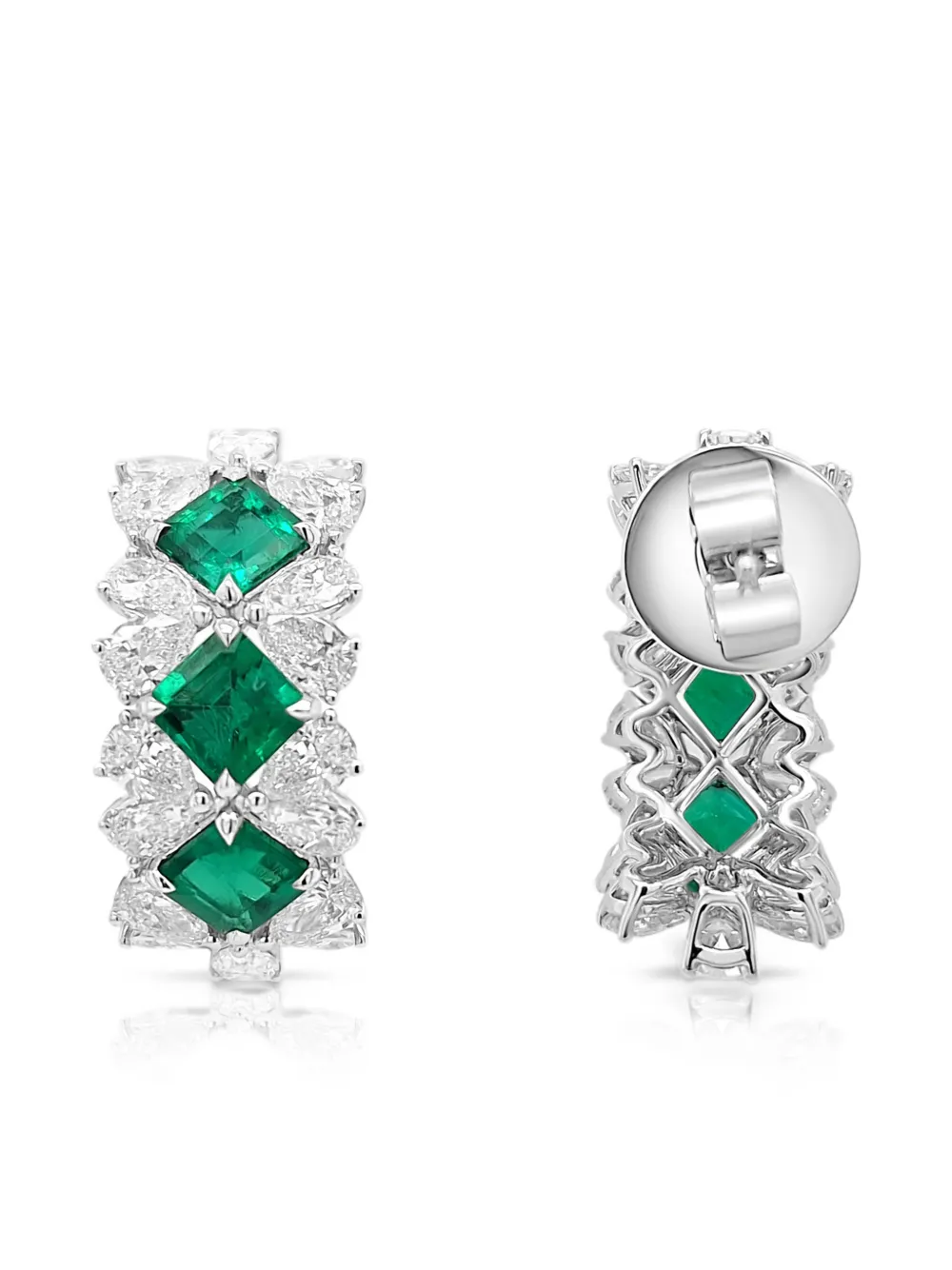 HYT Jewelry emerald and diamond hoop earrings - Argento