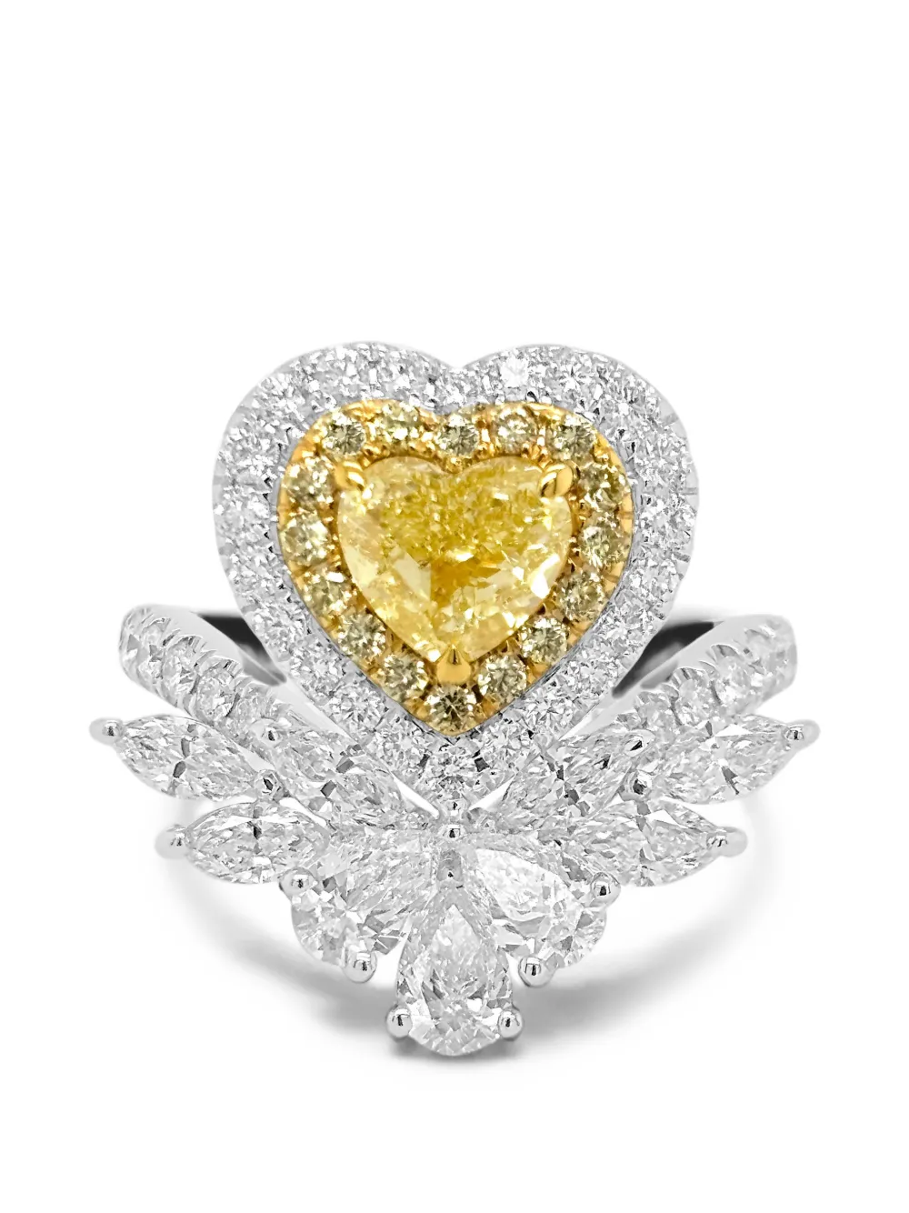 HYT Jewelry yellow diamond heart ring - Argento