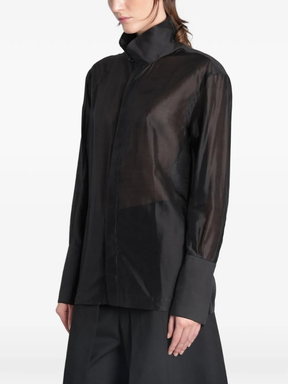 THELATEST sheer high-neck shirt Zwart