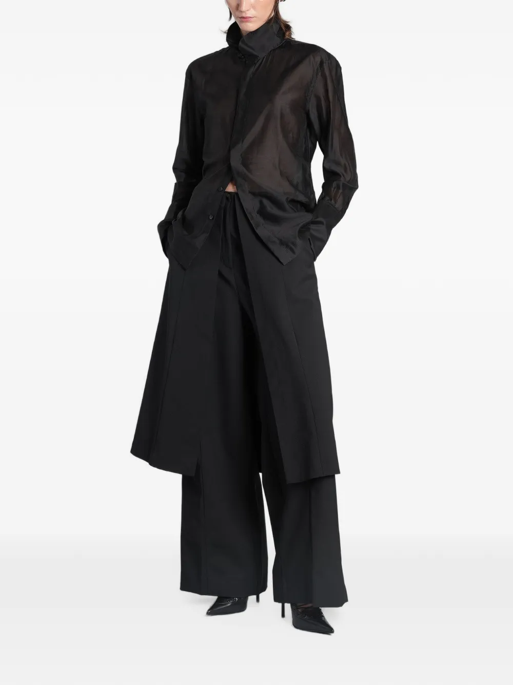 THELATEST sheer high-neck shirt Zwart