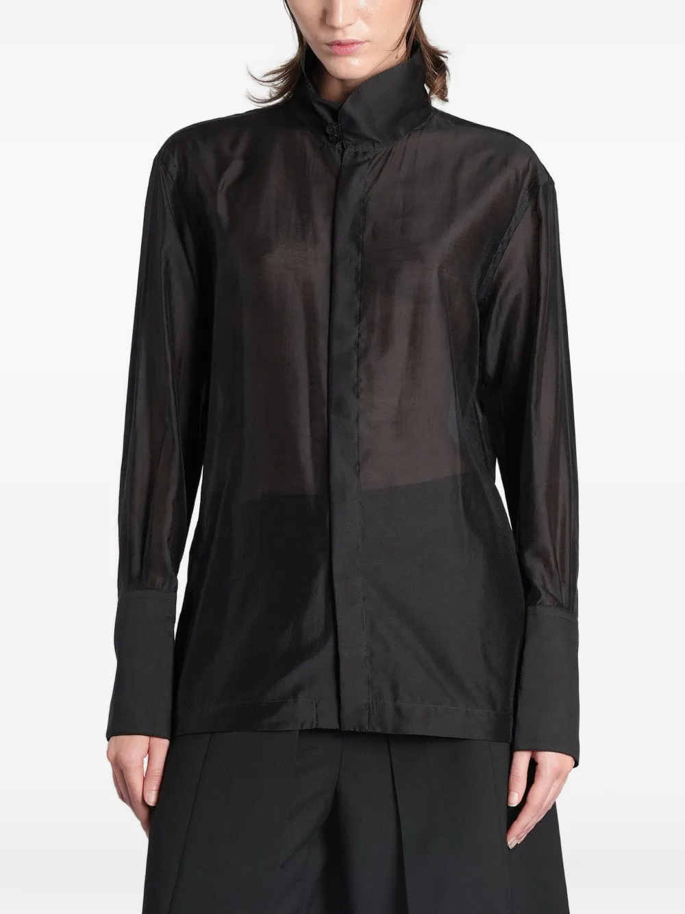 THELATEST sheer high-neck shirt Zwart