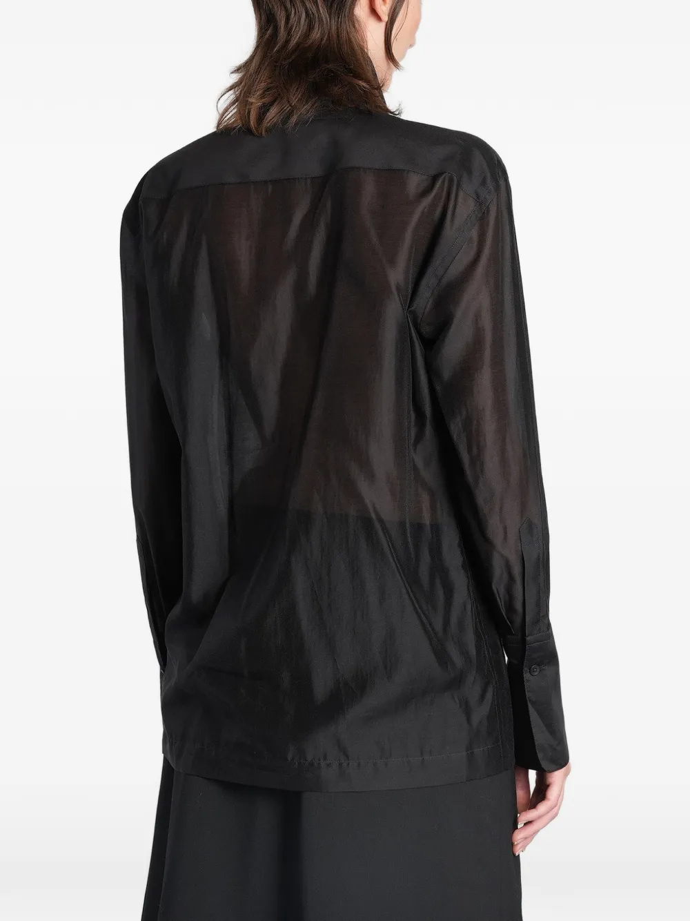 THELATEST sheer high-neck shirt Zwart