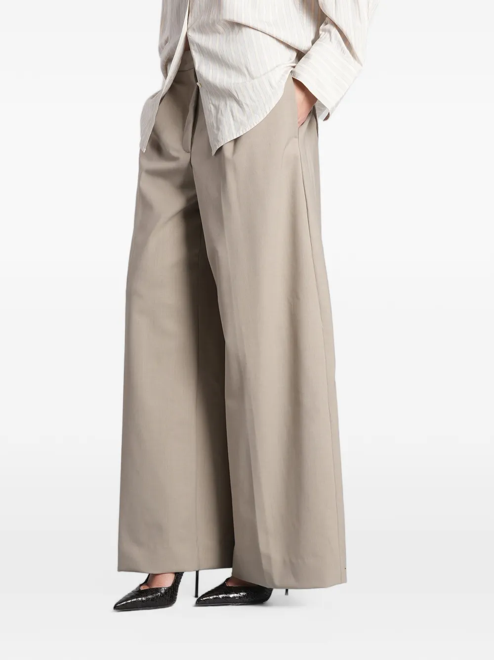 THELATEST E-Deva wide-leg trousers Beige