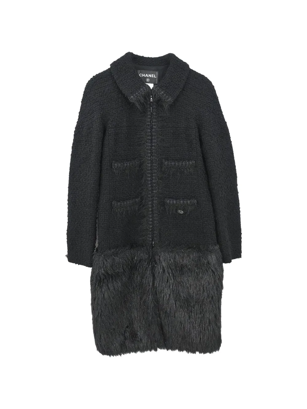 CHANEL Pre-Owned 2010 bouclé faux-fur coat - Schwarz