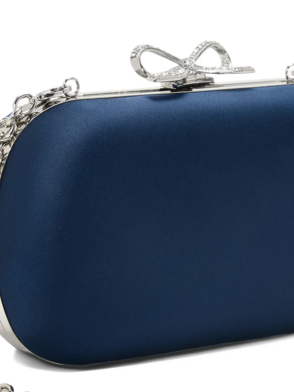 Self-Portrait Bow-detail satin clutch bags Blauw