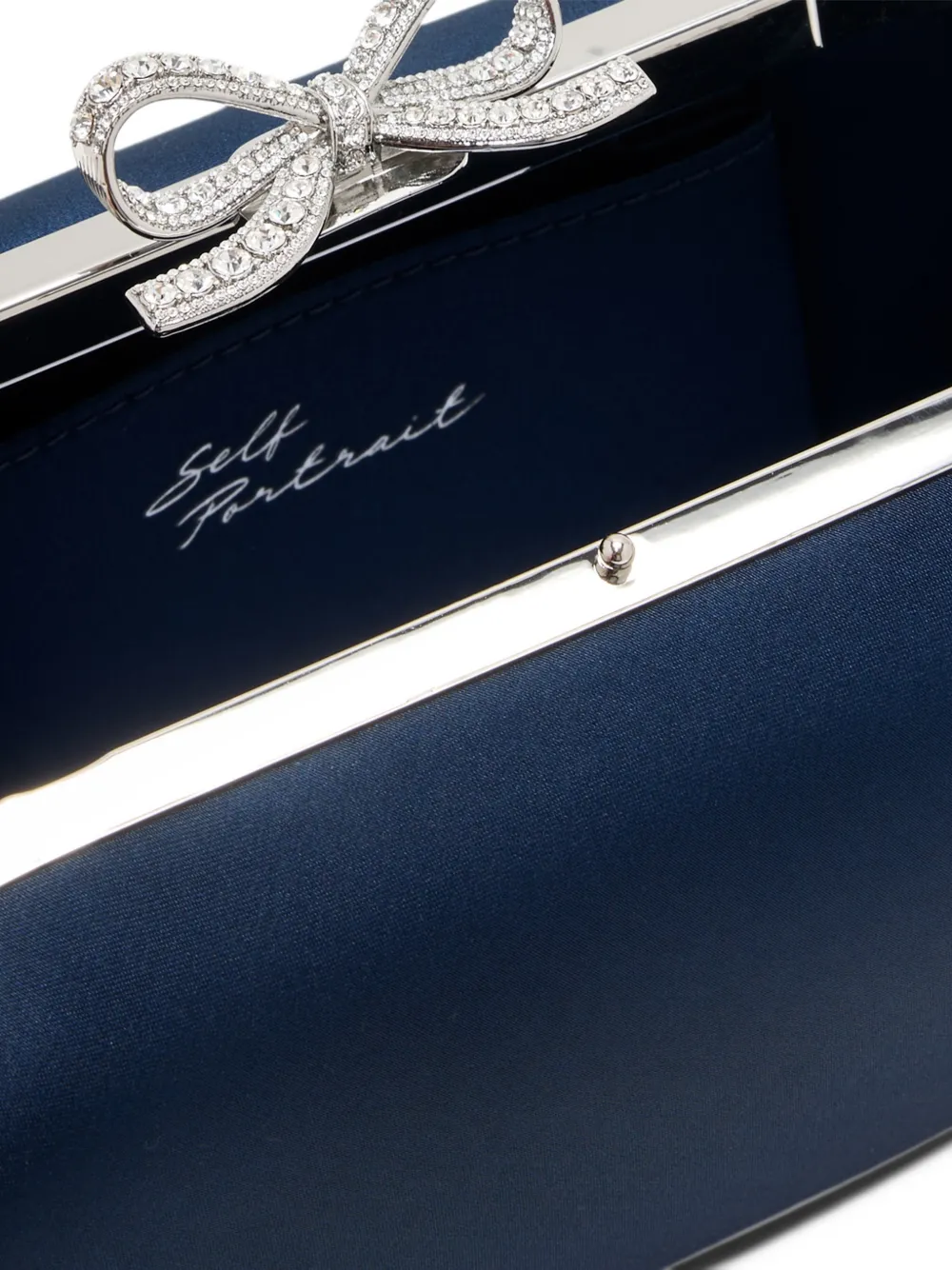 Self-Portrait Bow-detail satin clutch bags Blauw