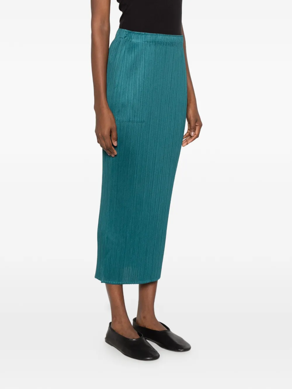 Pleats Please Issey Miyake pleated midi skirt Blauw