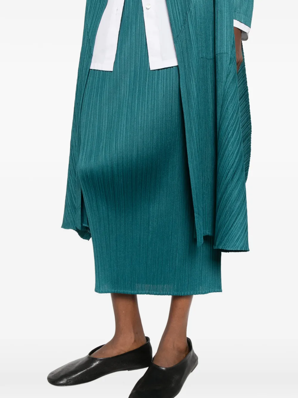 Pleats Please Issey Miyake pleated midi skirt Blauw