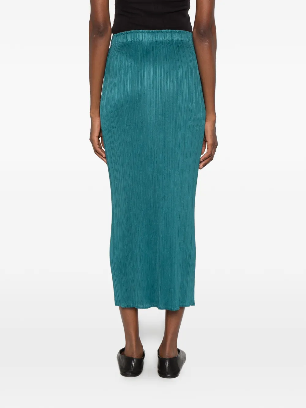 Pleats Please Issey Miyake pleated midi skirt Blauw
