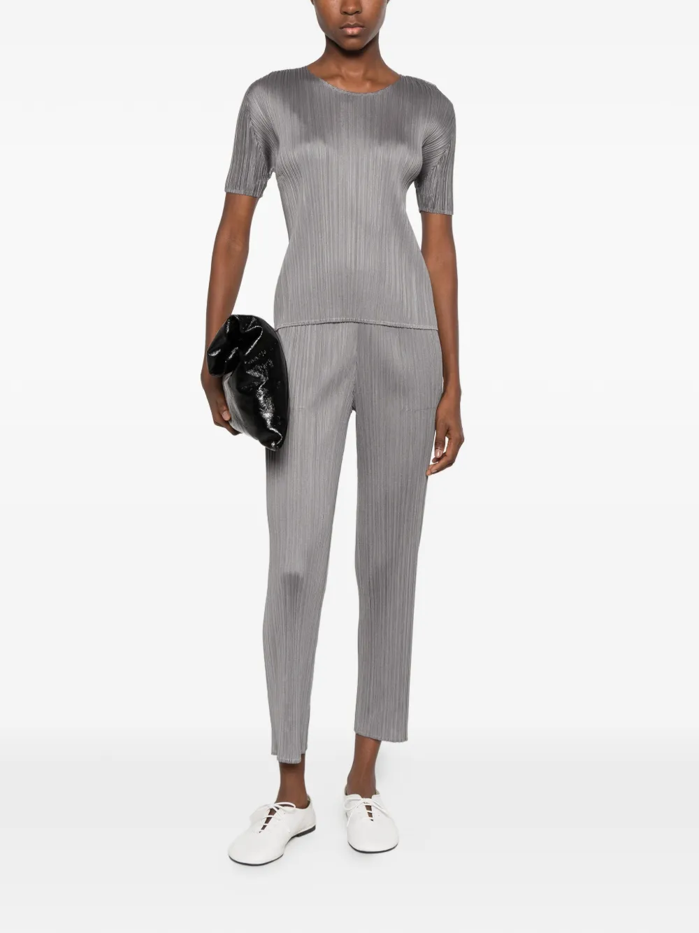 Pleats Please Issey Miyake pleated short-sleeve T-shirt Grijs