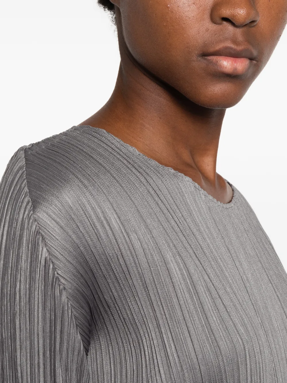Pleats Please Issey Miyake pleated short-sleeve T-shirt Grijs