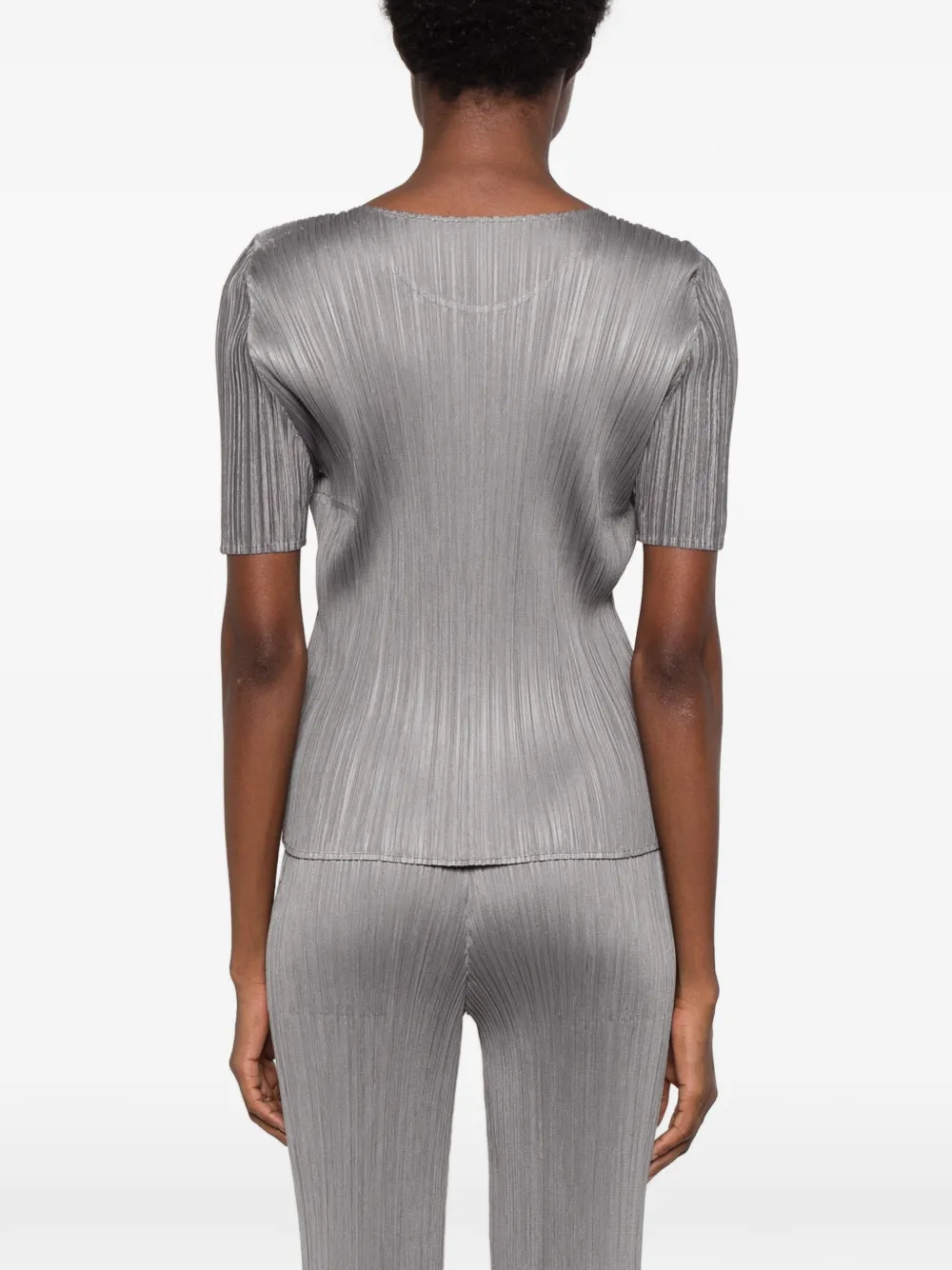 Pleats Please Issey Miyake pleated short-sleeve T-shirt Grijs