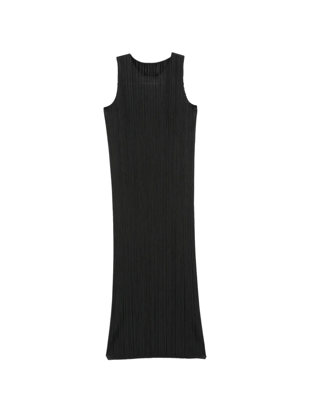 Pleats Please Issey Miyake pleated sleeveless maxi dress Zwart