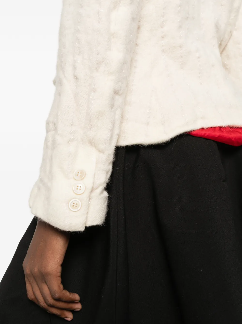 Comme Des Garçons cable-knit button-up jacket Beige