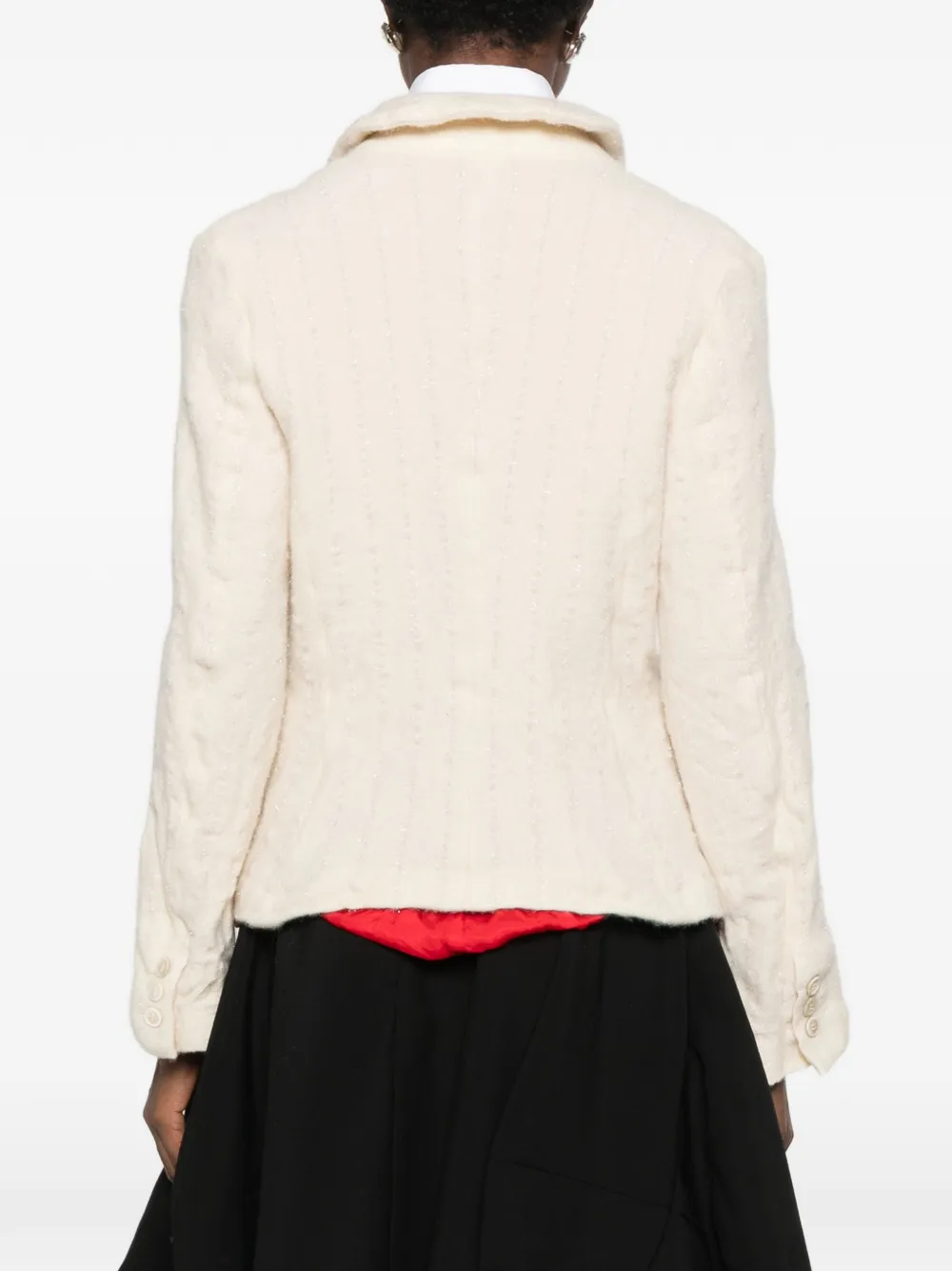 Comme Des Garçons cable-knit button-up jacket Beige